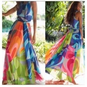 Soft Surroundings Rainbow Carnival Dress Size Petite Large